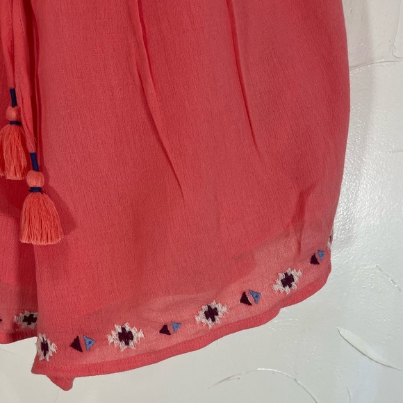 Hollister Strapless Embroidered Romper Coral SZ X Small - Picture 4 of 13